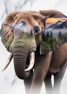 Elephant Nature Double Exposure Portrait