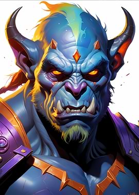 Blue Orc Warrior Portrait