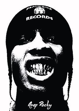A$AP Rocky Black and White Portrait