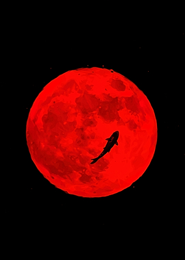 Red Moon Fish Silhouette