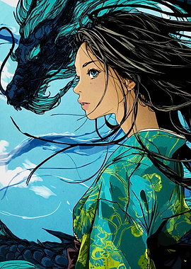 Anime Girl with Dragon