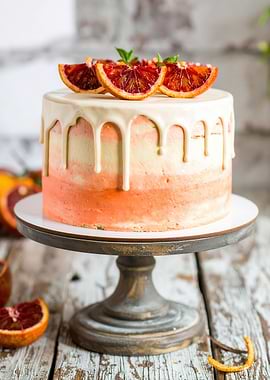 Blood Orange Cake with White Drip
