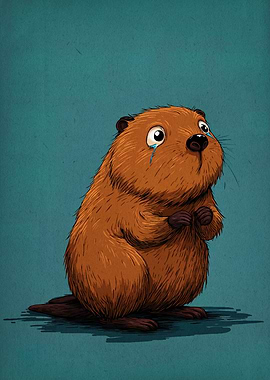 Sad Cartoon Beaver Illustration