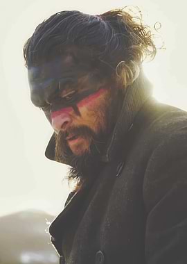 Man with face paint in coat