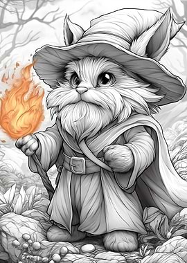 Rabbity Wizard with Wand of Fireball
