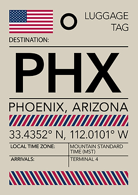 PHX Phoenix, Arizona Airport Boarding Pass