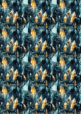 Crystals Pattern in Blue and Gold