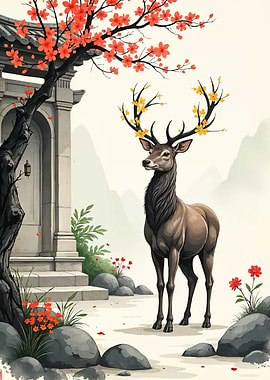 Deer Floral Antlers