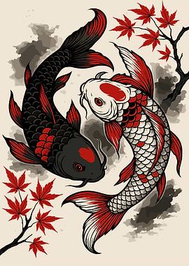Koi Fish Yin Yang Art
