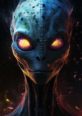 Celestial Watcher with Glowing Eyes