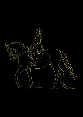 Equestrian Line Art on Black Background