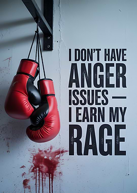 Boxing Gloves with Rage Quote