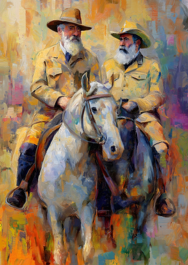Two Men on Horseback Painting