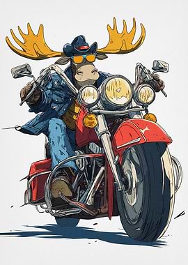 Moose on Motorcycle