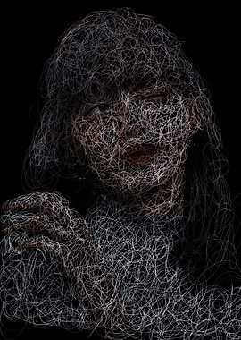 Abstract Portrait with Scribble Lines