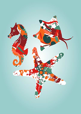 Colorful Sea Life Illustration