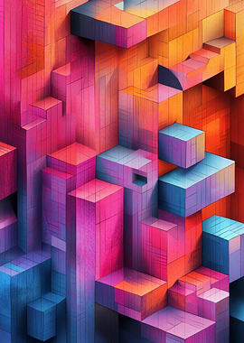 Colorful Abstract Geometric Block Structure