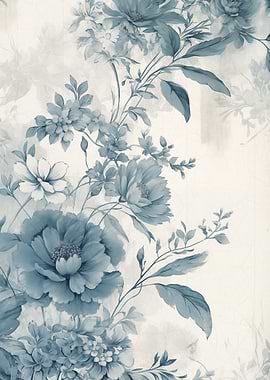 Floral Blue and White