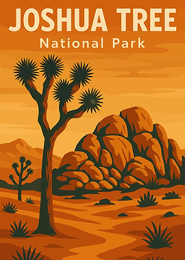 Joshua Tree National Park Poster | Vintage Desert Vector Travel Print