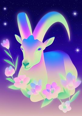 Capricorn Zodiac Sign with Flowers