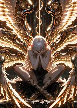 Golden Winged Elf in Contemplation