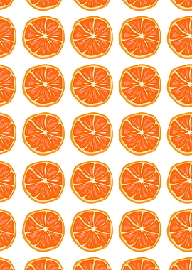 Orange Slice Pattern on White Background