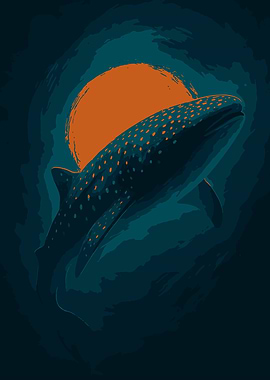 Whale Shark and Sun Digital Art