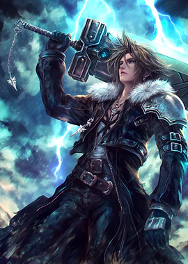 Warrior with Oversized Sword in Storm