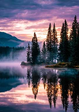 Serene Lake Reflection at Dusk
