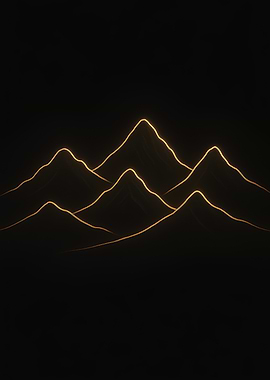 The Golden Mountain Outlines on Black