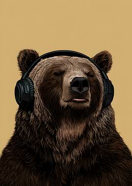 Bear with Headphones