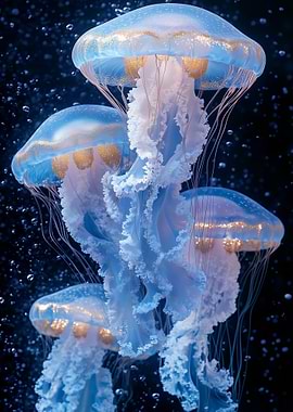 Jellyfish in the deep blue sea