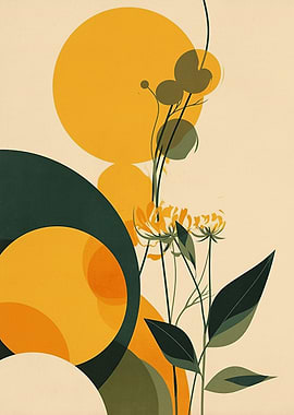 Abstract Floral Art with Geometric Shapes
