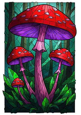 Colorful Mushroom Forest Illustration