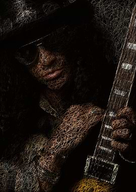 Slash Guitar Scribble Art