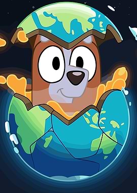 Cartoon Dog in Earth Egg