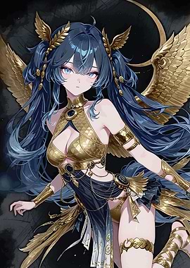 Anime Angel with Golden Wings