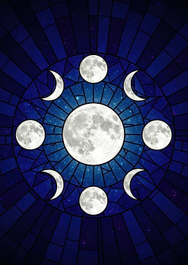 Moon Phases Stained Glass Art