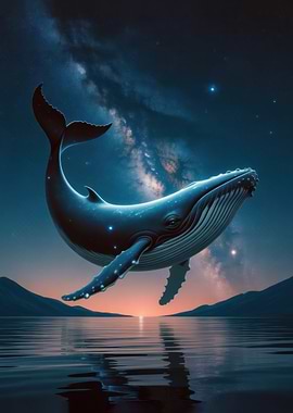 Whale in the night sky