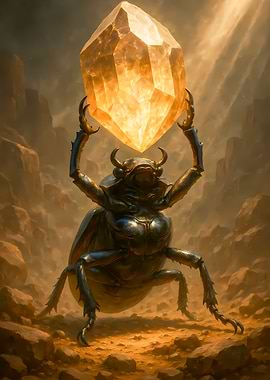 Beetle Carrying a Crystal