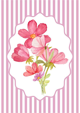 Pink Floral Watercolor Illustration
