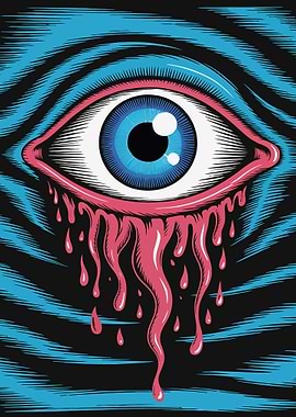 Eye with Dripping Pink Substance