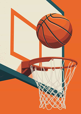 Basketball hoop and ball illustration