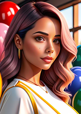 Portrait of a woman with pink hair