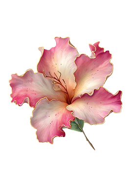 Pink and White Hibiscus Flower Illustration