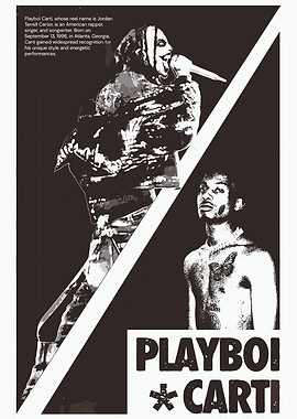Playboi Carti Black and White Poster