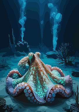 Underwater Octopus Illustration