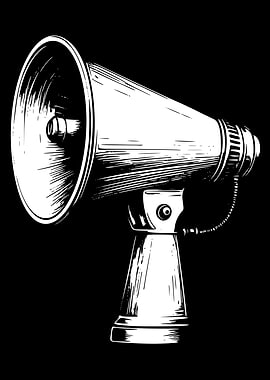 White Megaphone on Black Background