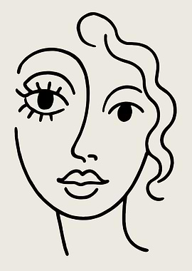Minimalist Line Art Woman Portrait