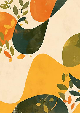 Abstract Shapes and Leaves Art